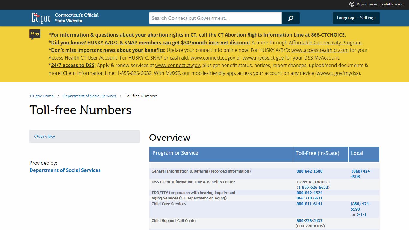 Toll-free Numbers - ct